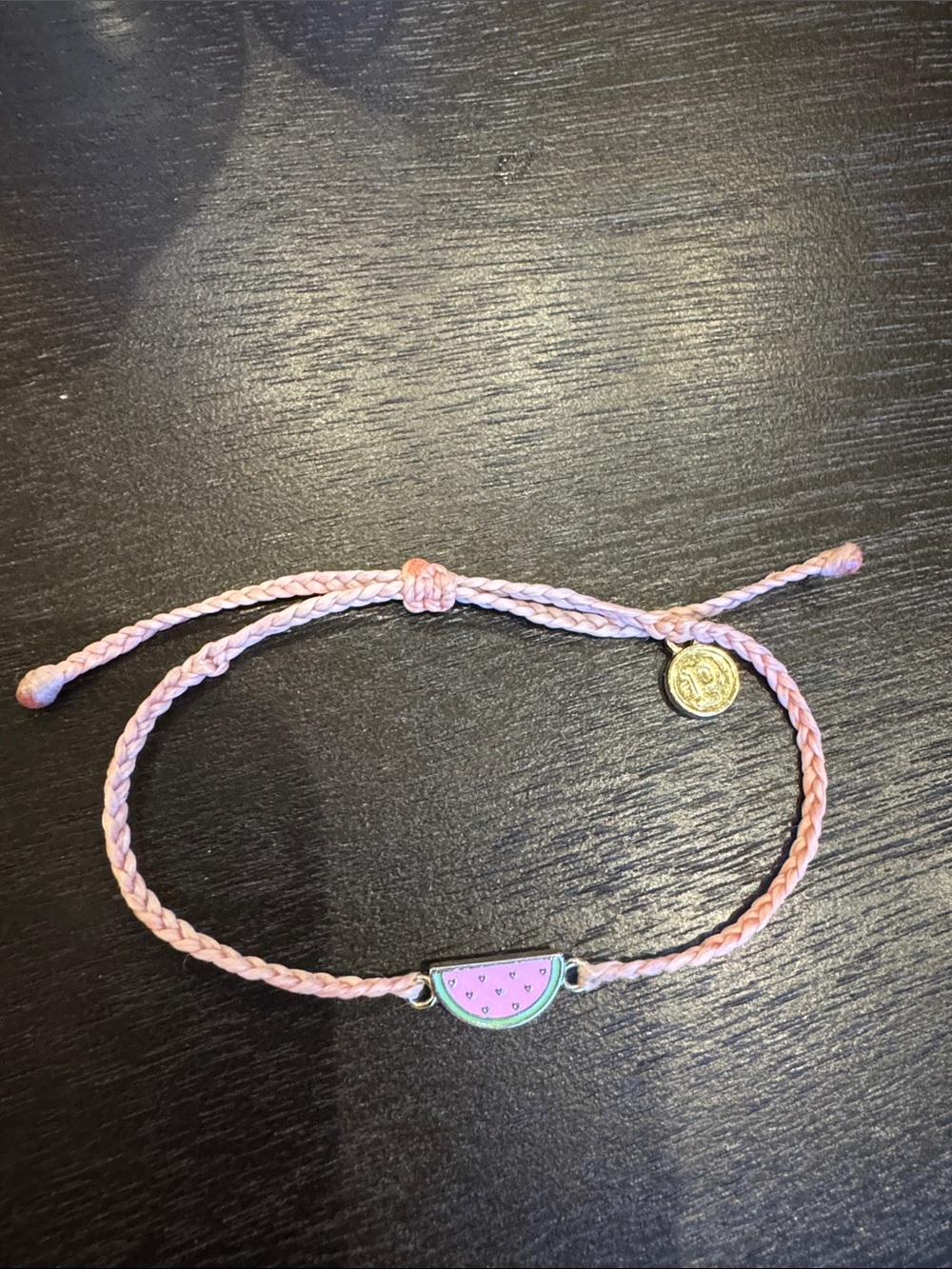 Pura Vida Pink Braided Watermelon Charm Bracelet